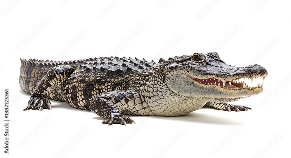 Obraz premium American Alligator Portrait: Close-Up Studio Shot AI Generated