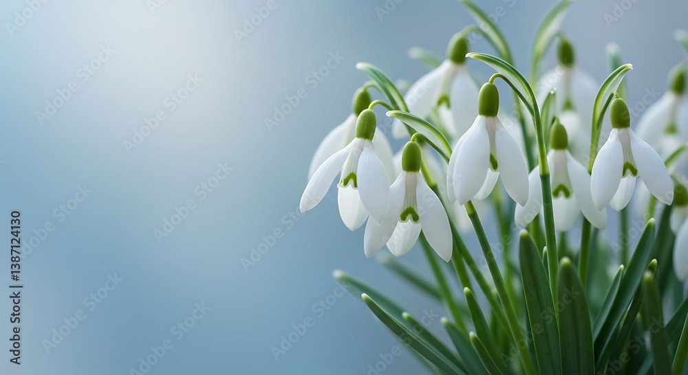 Fototapeta premium Snowdrop Whisper: Delicate Spring Bloom AI Generated