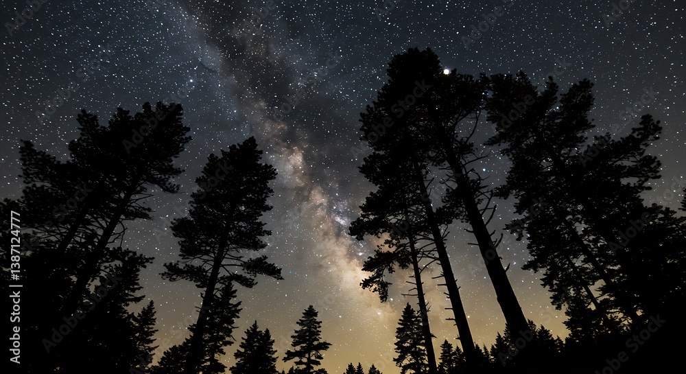 Fototapeta premium Night Sky Symphony: Milky Way's Embrace AI Generated