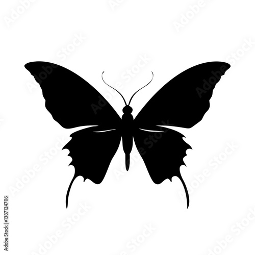 butterfly vector illustration, Elegant Butterfly Silhouette Vector - Black Insect Clipart Design