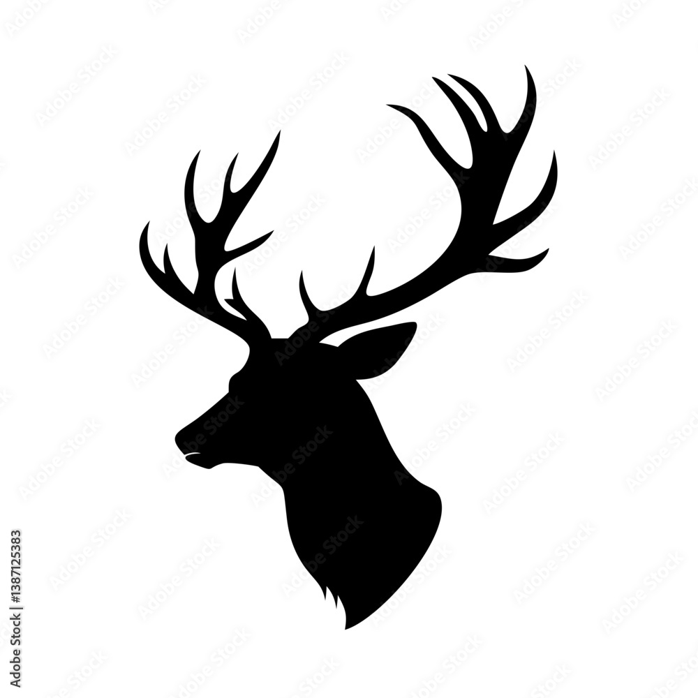 deer head vector, Geometric Deer Head Vector Illustration – Modern Polygonal Wildlife Art,Low-poly style deer head, Handdrawn sketchy vector deer head contour,Deer Head Logo. Generative AI,