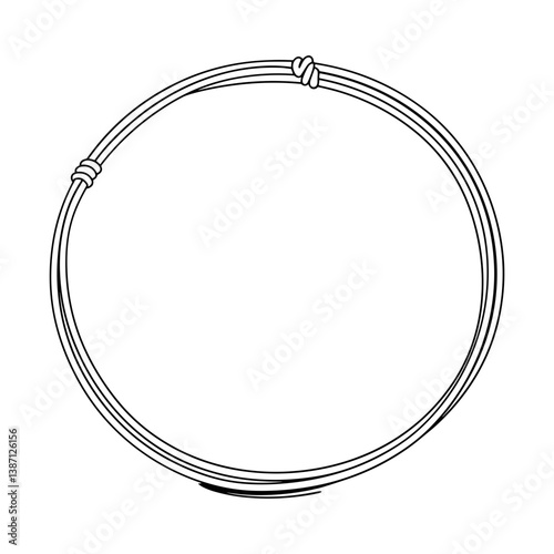 Outline vector illustration, minimalist design circular wire frame, knot detail.