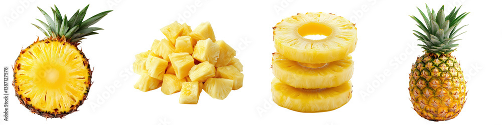 Pineapple Whole, sliced, chunks, and crown. Pineapple Whole, sliced, chunks, and crown.