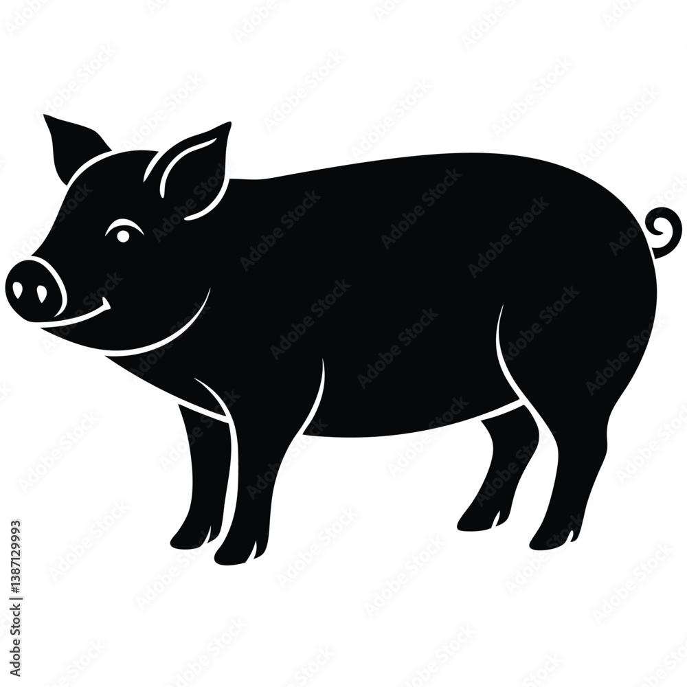 Fototapeta premium Pig vector silhouette Single collection 