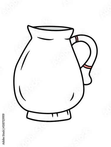 Simple, clean vector of an earthenware jug. Graphic icon of pitcher with handle design