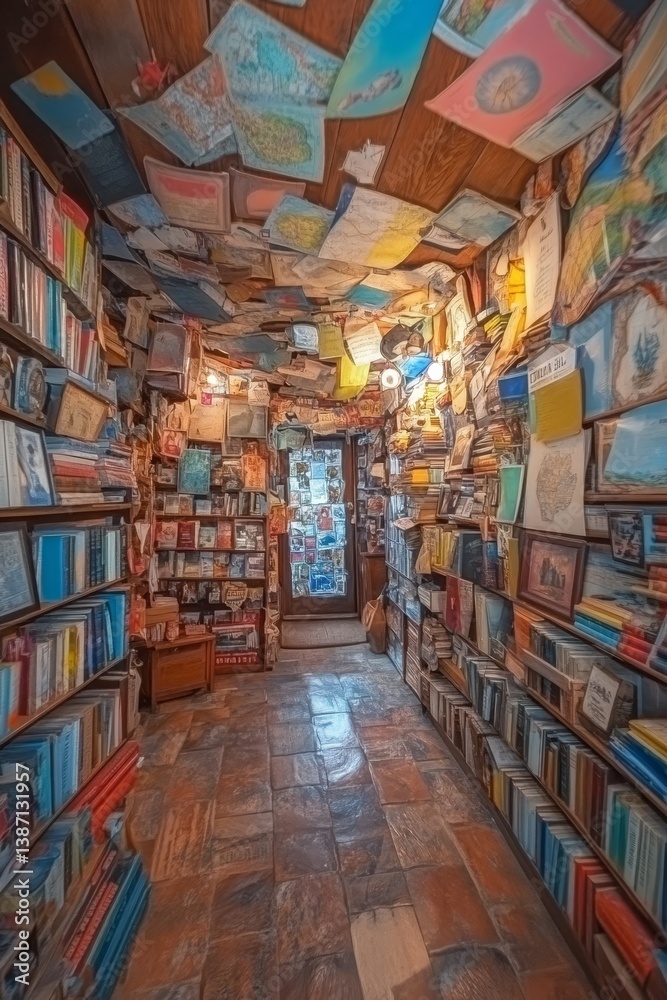 Fototapeta premium Interior view of a bookstore with books on shelves and