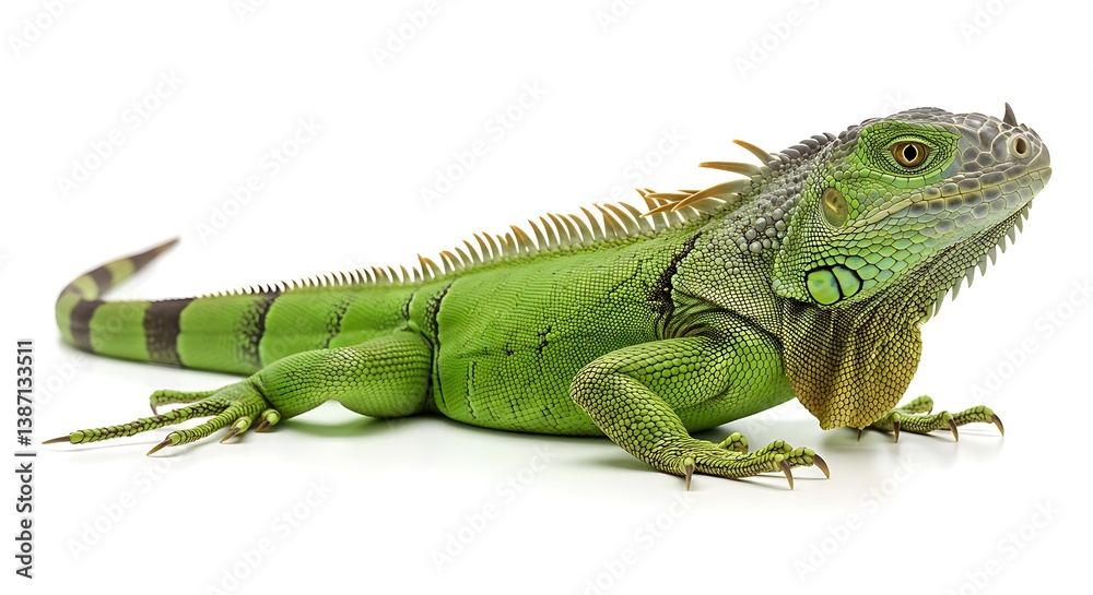 Fototapeta premium Green Iguana Portrait: A Vibrant Reptile Study AI Generated