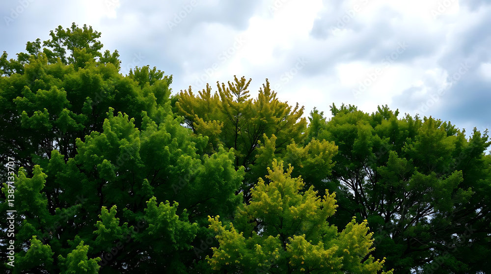Obraz premium Nature of beautiful trees as cover page background, created by generative ai