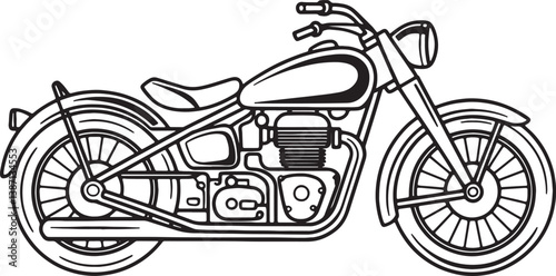 Motorbike line art vector illustration isolated On Transparent Background