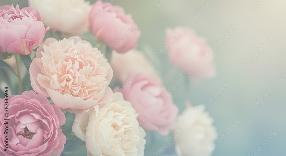 Obraz premium Pastel Peonies: A Soft Focus Bloom AI Generated