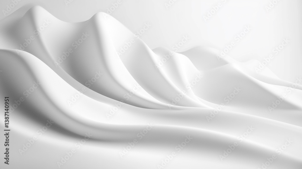 Fototapeta premium Abstract white fabric waves creating a smooth and elegant texture with soft shadows and subtle gradients