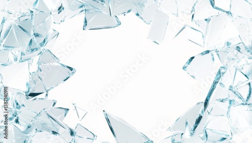 Shattered glass fragments create a frame