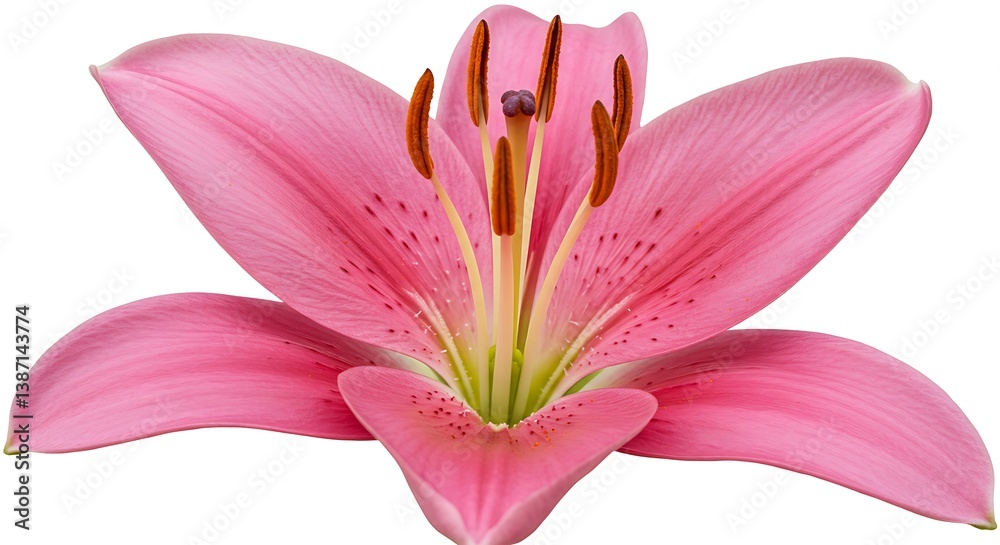 Fototapeta premium Delicate Pink Lily Blossom: Close-Up Studio Shot AI Generated