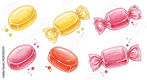 Delicious Watercolor Candies Sweet Treats Hard Candies Wrapped Sweets Assorted Colors Candy