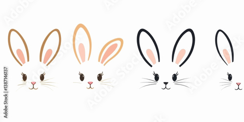 Adorable Bunny Rabbit Faces Easter Clipart Designs Perfect for Spring Crafts