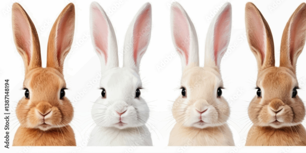 Obraz premium Adorable Rabbits in Brown White and Beige Fur Close Up