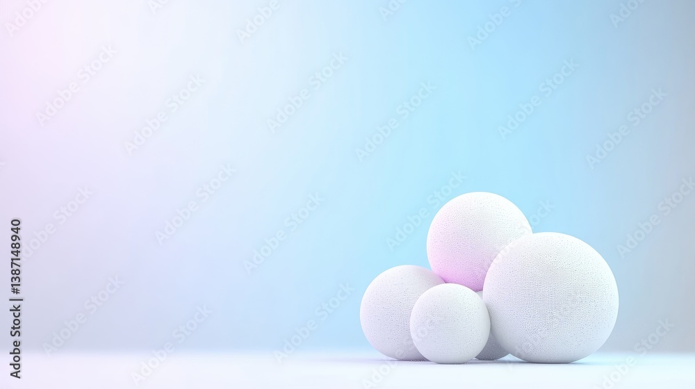 Fototapeta premium Soft, white spheres on a pastel background