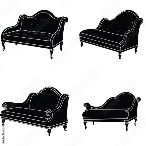 Divan Sofa Shilhouette Bundle Set Collection
