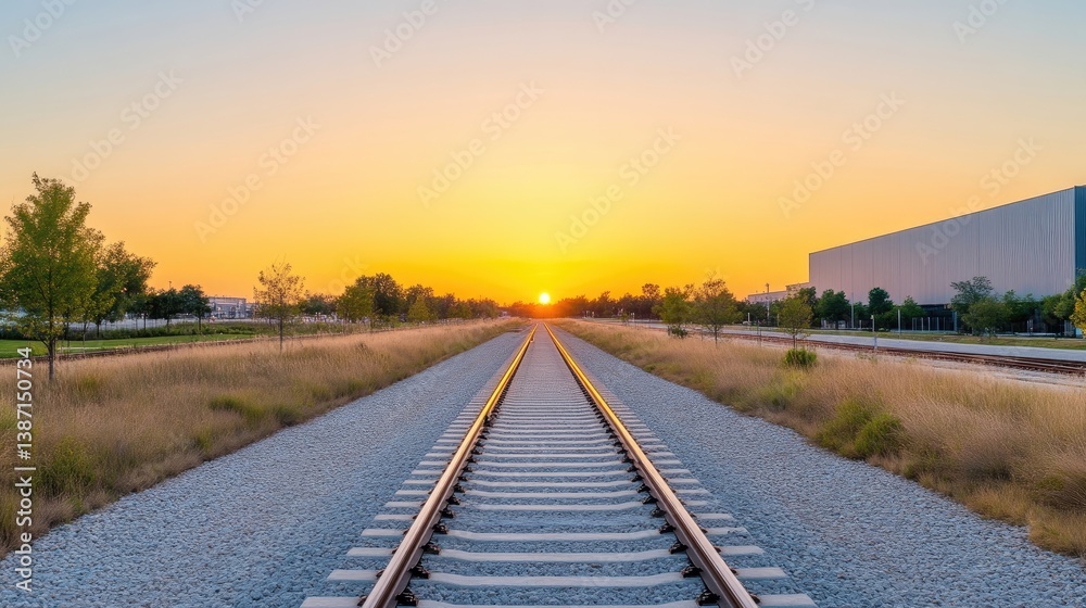 Obraz premium Sunrise over train tracks