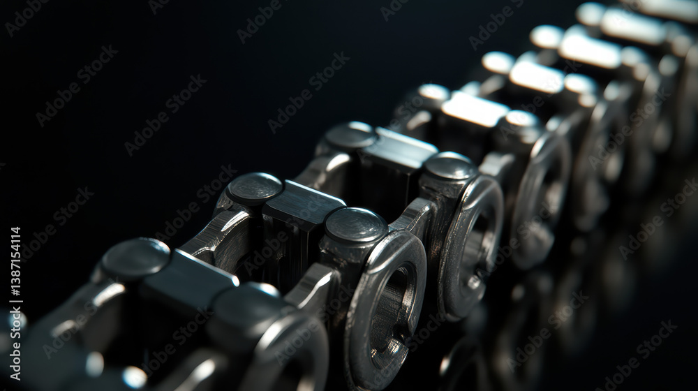 Metallic Chain in Silhouette: A close-up shot of a metallic chain, with links meticulously linked, casting a dark shadow and reflecting the play of light. Metallic Chain in Silhouette: A close-up shot of a metallic chain, with links meticulously linked, casting a dark shadow and reflecting the play of light.