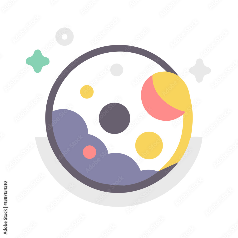 Cartoon moon phases icon with colorful circles Cartoon moon phases icon with colorful circles