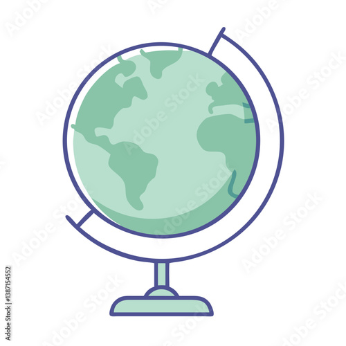Earth globe on stand in outline style