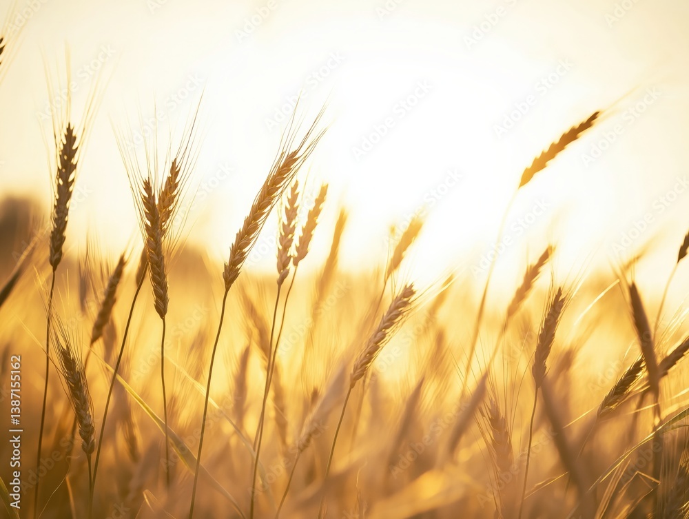 warm golden hour over a wheat field swaying in the wind warm golden hour over a wheat field swaying in the wind