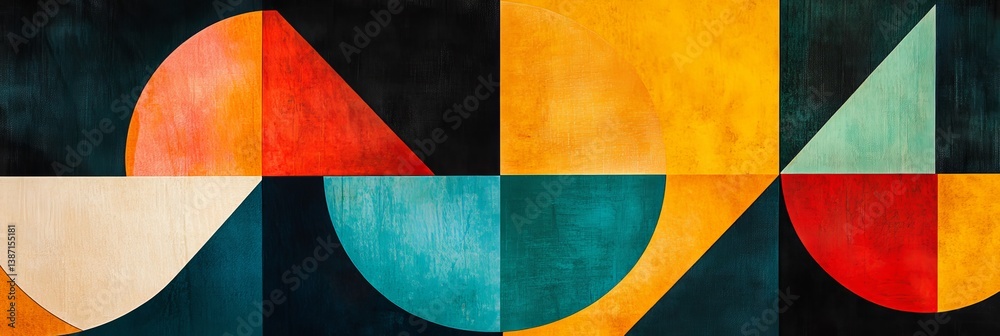 Colorful geometric shapes including triangles circles and squares in a Colorful geometric shapes including triangles circles and squares in a