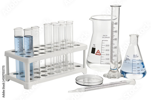 laboratory equipment with test tubes and beakers png