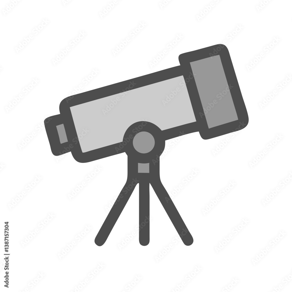 Gray telescope icon with shadows in flat design Gray telescope icon with shadows in flat design