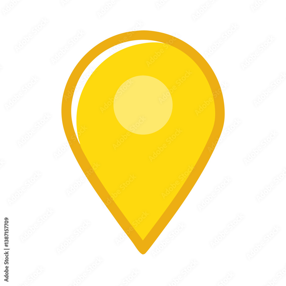 Golden map pin icon in cartoon vector style Golden map pin icon in cartoon vector style