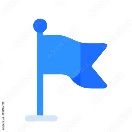 Blue flag icon with ball topper and shadow base