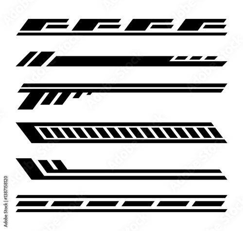 Racing car body wrap vinyl decals. Stickers for covering car bodies