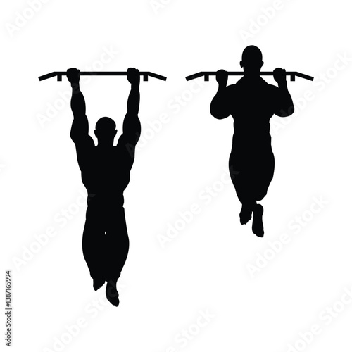 Bodyweight Pull Up Exercize in Black Silhouette