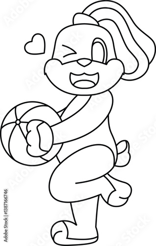 Rabbit Summer Water polo Animal Vector Graphic Art Illustration