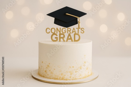 Celebration Cake With Graduation Cap Decoration for Recent Achievers in a Fes...