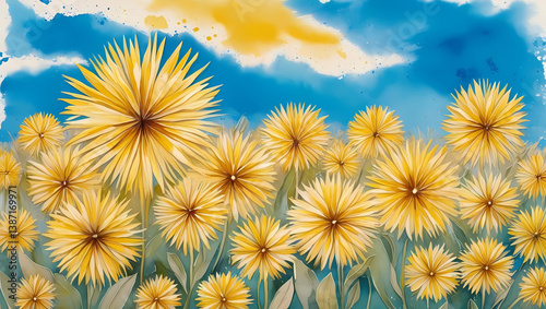 yellow flower with blue sky on sunny day