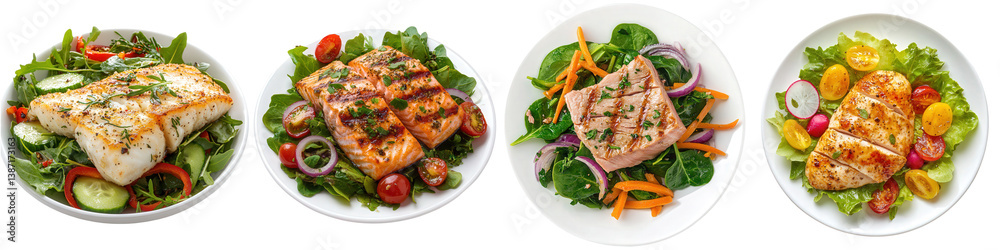 Grilled Fish and Chicken Salads. Grilled Fish and Chicken Salads.