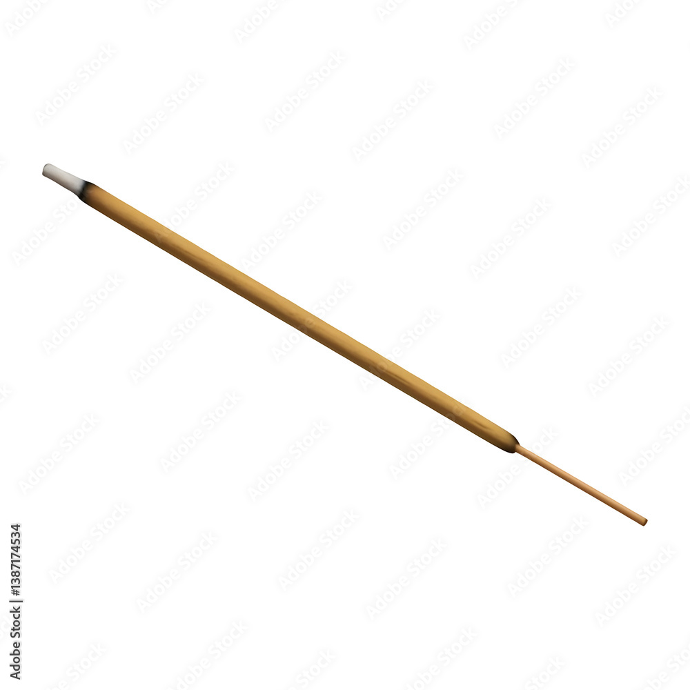Isometric Rendering of a Single Lit Incense Stick Isometric Rendering of a Single Lit Incense Stick