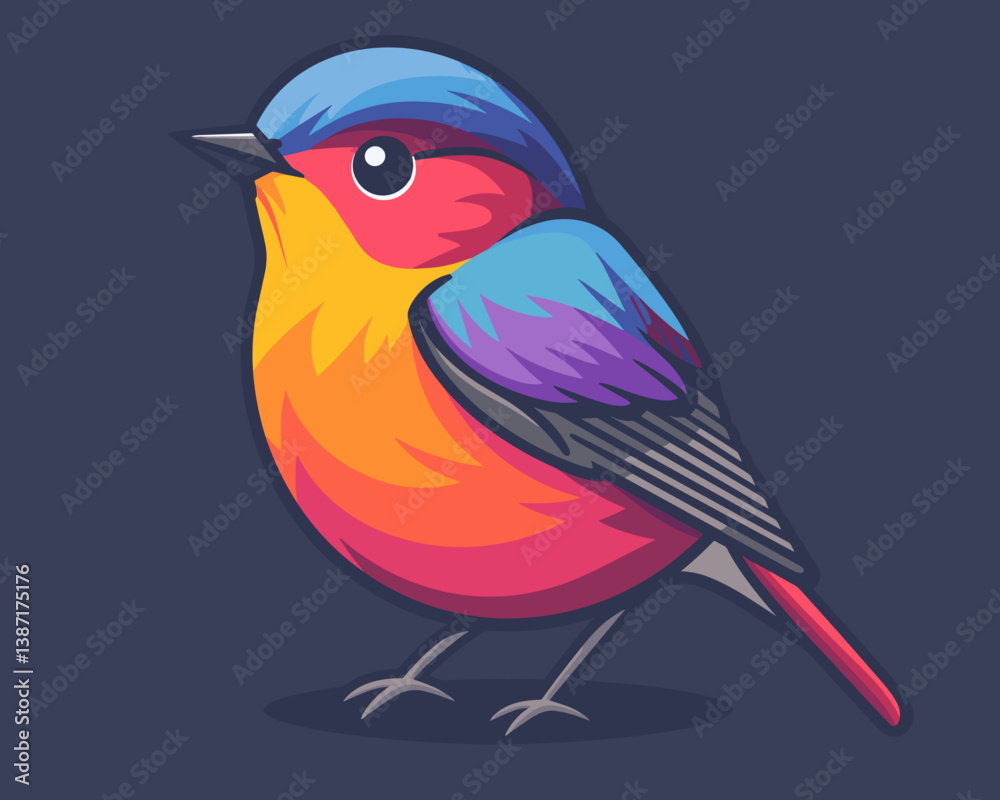 Fototapeta premium Bird Cartoon Character Isolated on White Background Vector Illustration