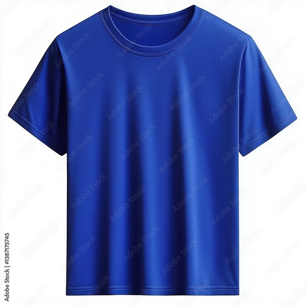 Stylish Blue T-Shirt Displayed on a Clean White Background with Soft Lighting
Stylish Blue T-Shirt Displayed on a Clean White Background with Soft Lighting