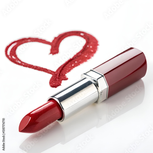 red lipstick on white background