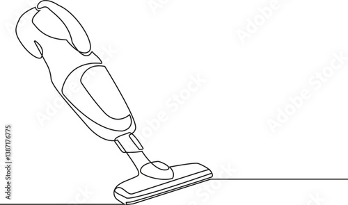 Vacuum Cleaner one Line Drawing Of Electric  Machine. One Line Of Vacuum Cleaner. Electric Vacuum Continuous Line Art. Editable Outline.