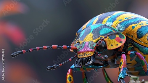 3D model of a multi-colored whirligig beetle