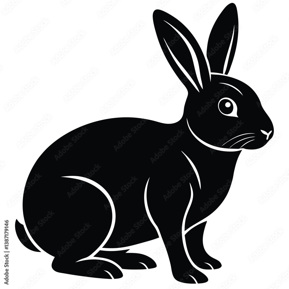 Fototapeta premium Rabbit vector silhouette Single collection 