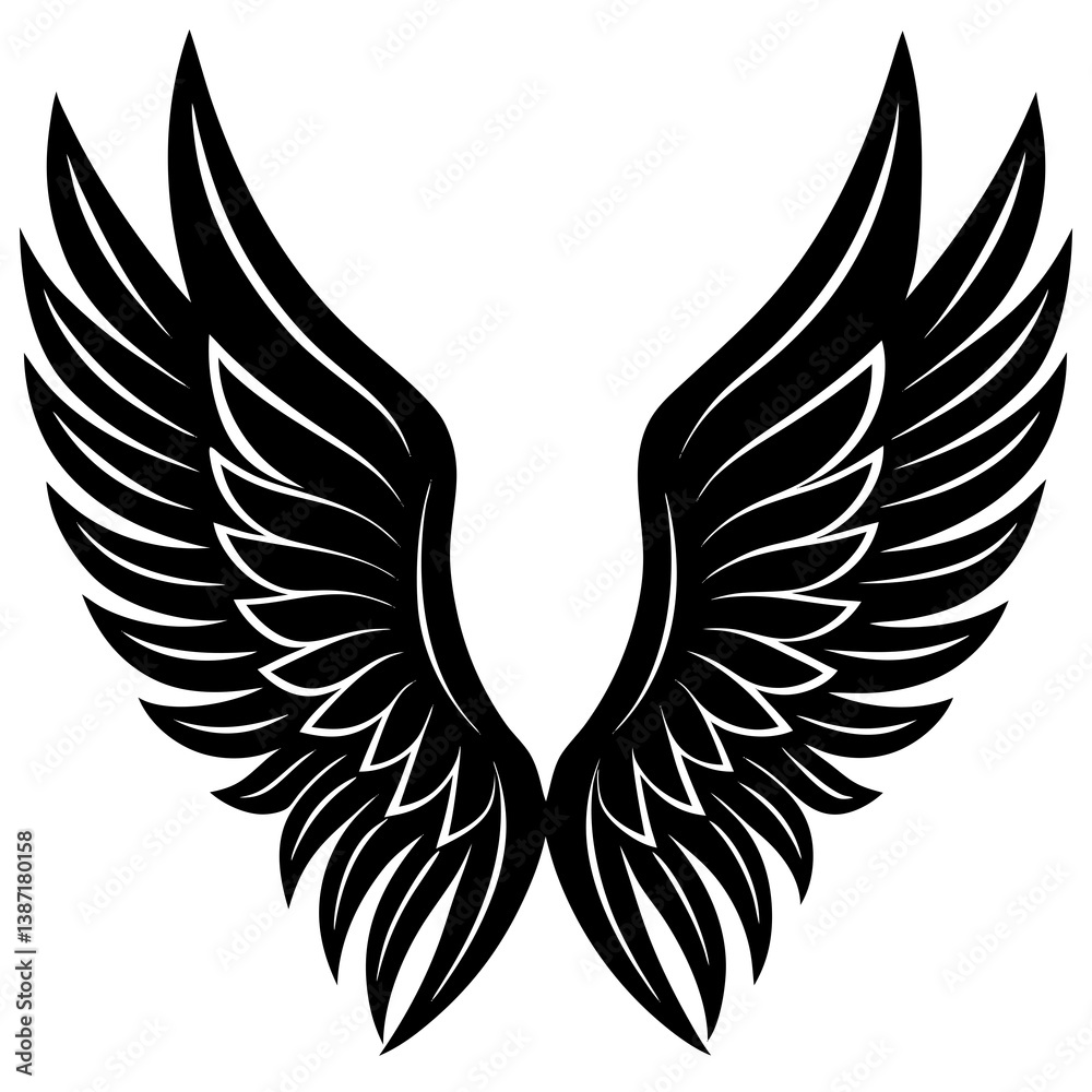 Fototapeta premium High-quality angel wings vector for printables, perfect for crafts and digital projects.