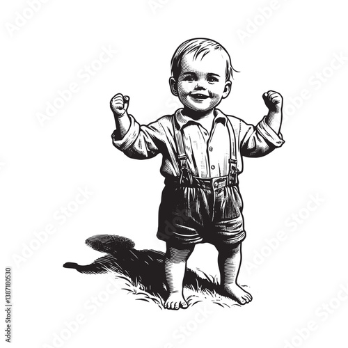 Illustrative depiction of a cheerful child showcasing clean hands with pride