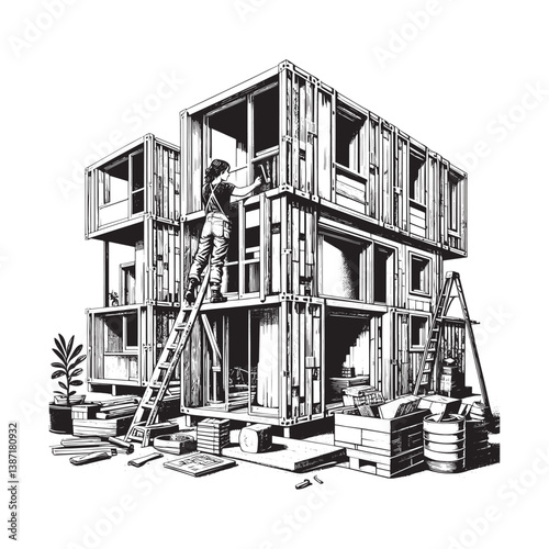 Innovative sustainable home construction with modular eco-friendly materials
