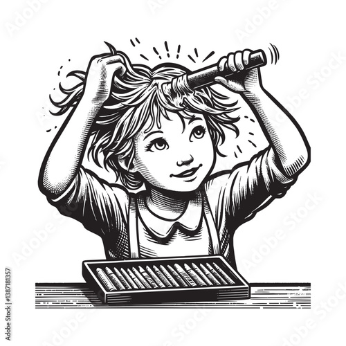 Joyful exploration a child,s foray into temporary hair coloring with chalks