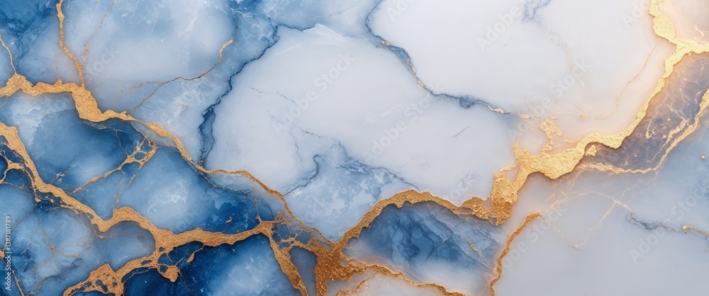 Fototapeta premium Abstract blue gold marble texture background